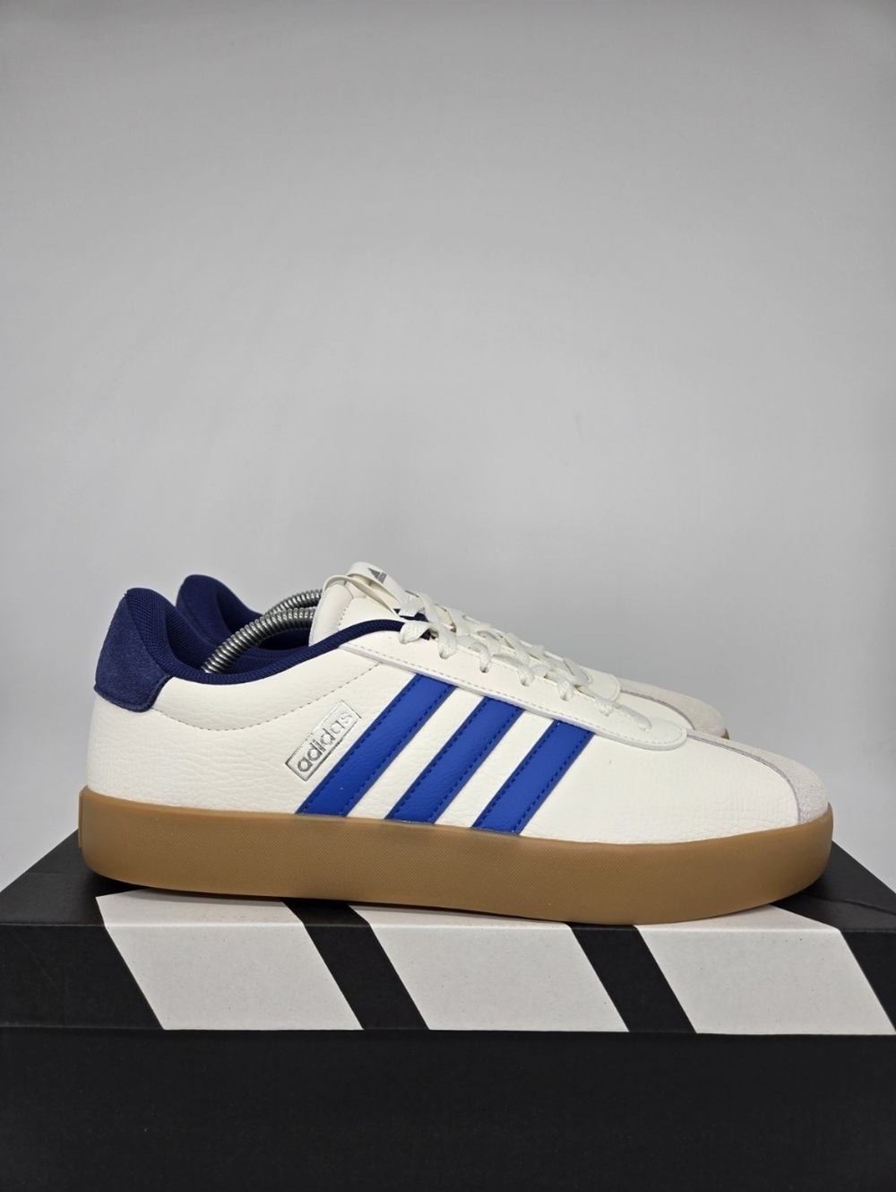Adidas Men's VL Court 3.0 JR8634 Core White Bright Royal Dark Blue Shoes Size 11 - Picture 3 of 8